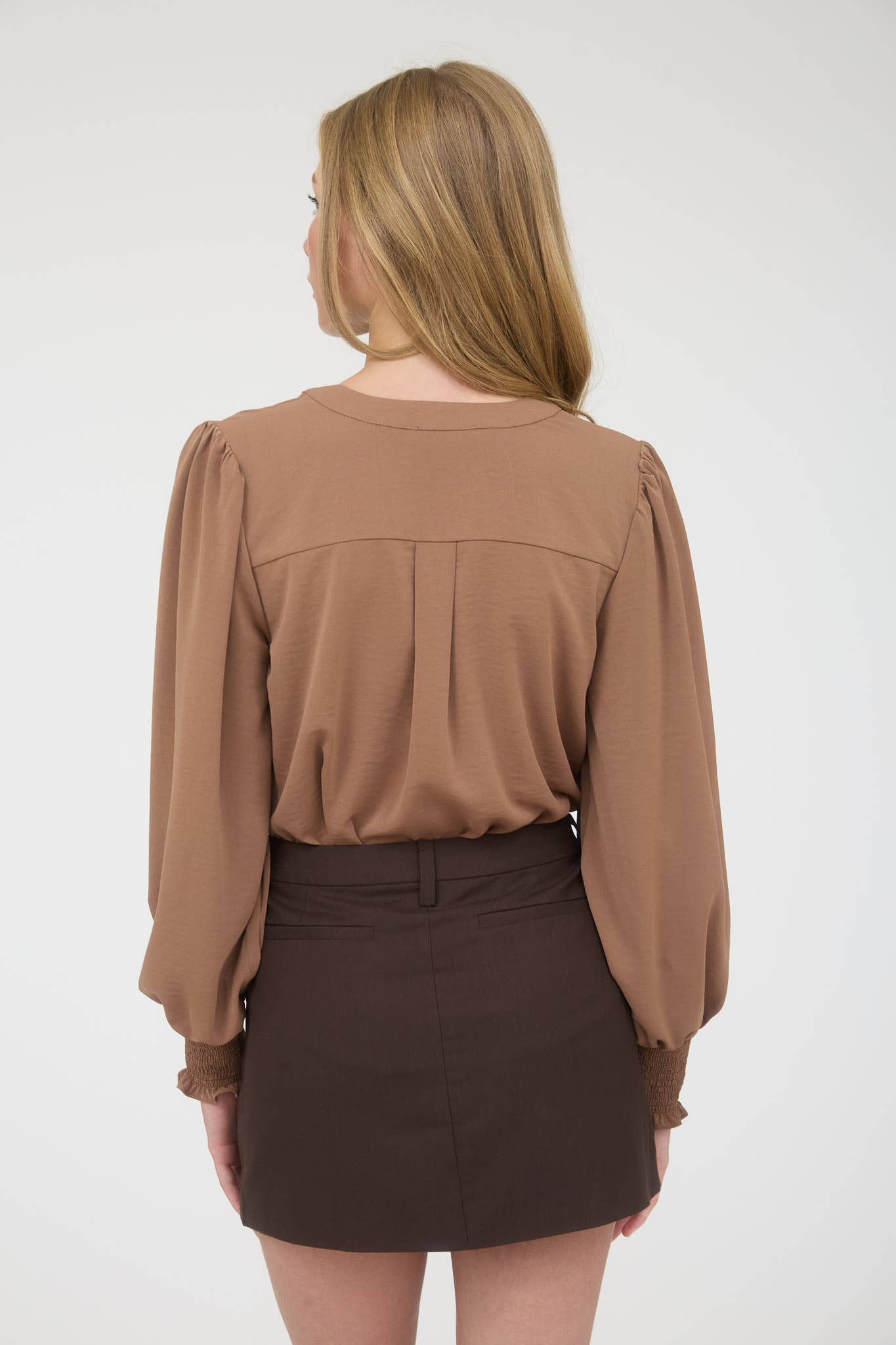 Long Sleeve Neck Tie Top