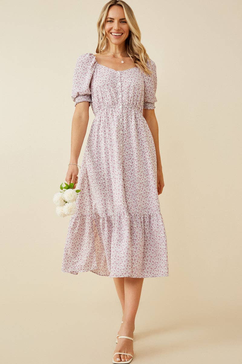 Lavender Floral Midi Dress