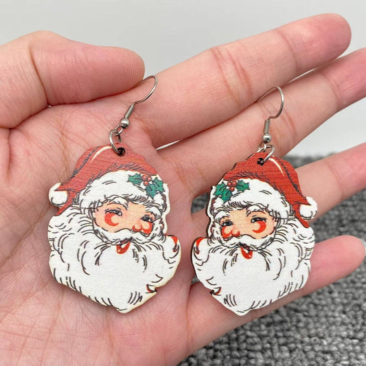 Santa Claus Wood Earrings