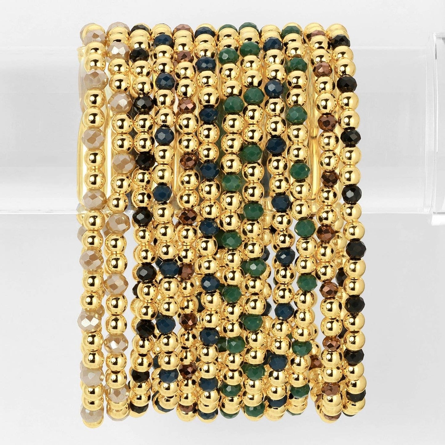 Bead & Crystal Stretch Bracelet -Assorted 4mm