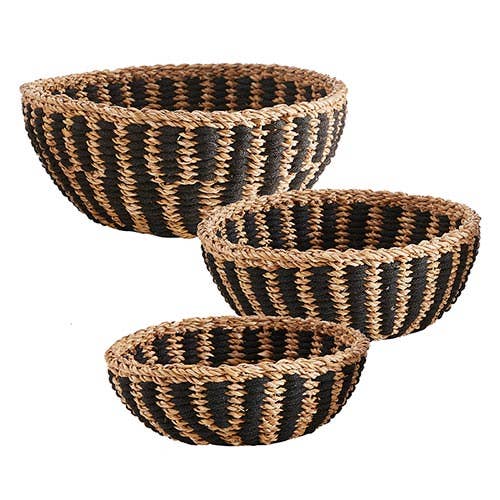 Black Stripe Bowl Basket