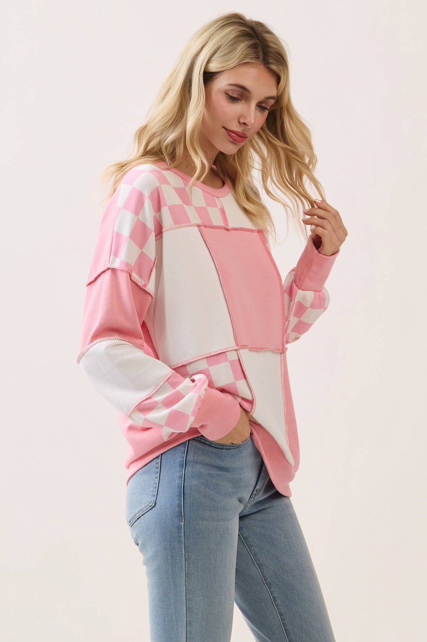 Pink Checker Pullover