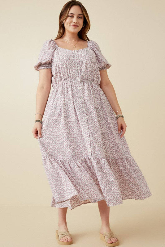 Lavender Floral Midi Dress