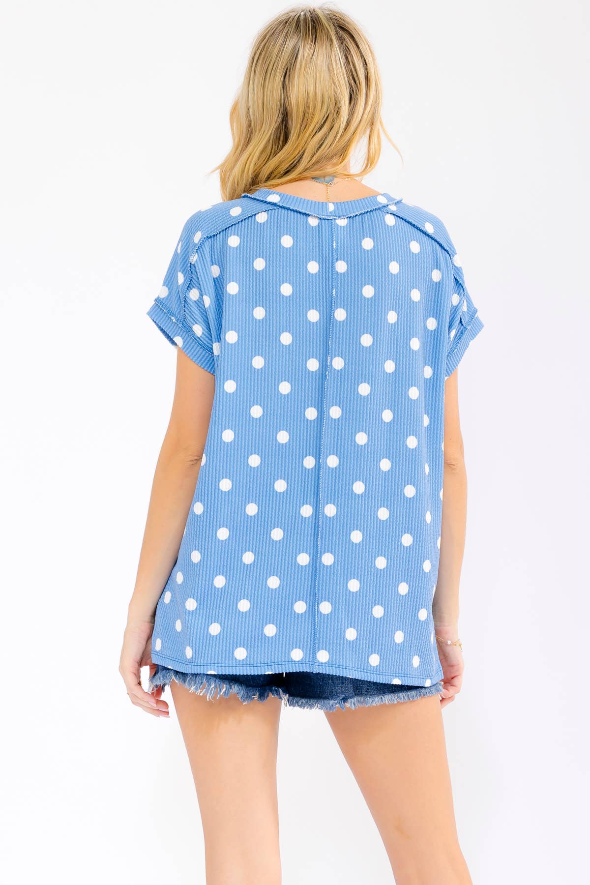 Polka Dot Ribbed Top