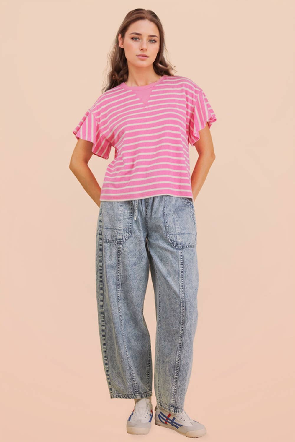 Sophia Ruffle Stripe Knit Top