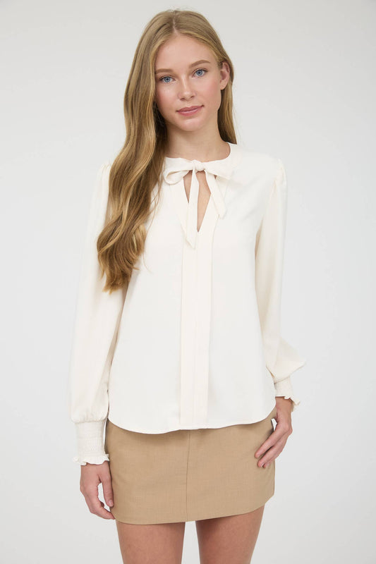 Long Sleeve Neck Tie Top