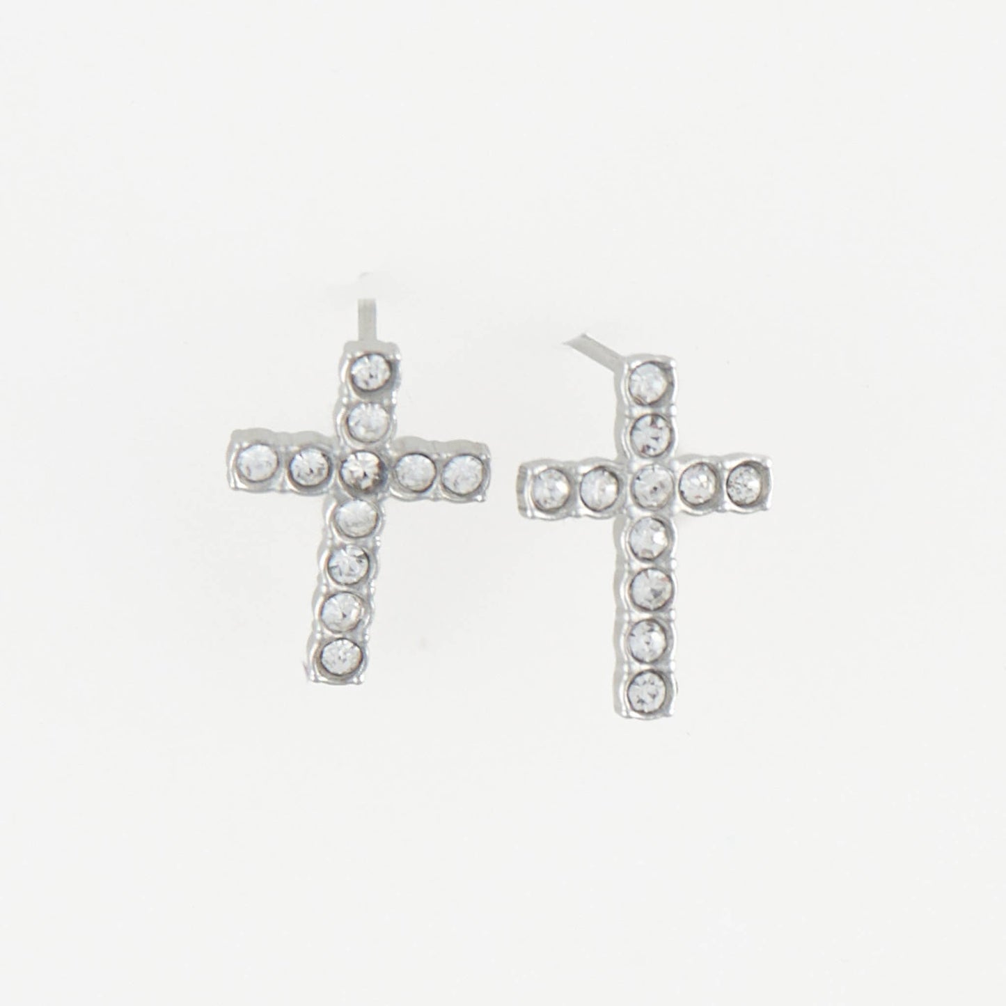 Waterproof Earrings Pave Cross Stud Gold & Steel Narelle