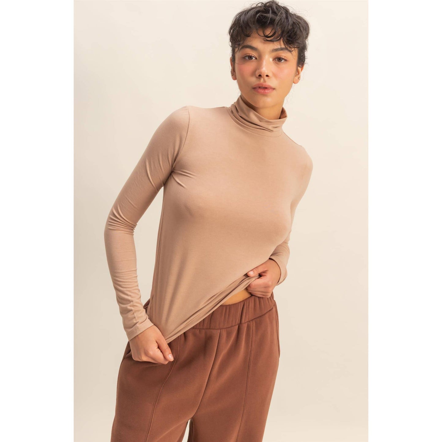 Turtleneck Long Sleeve Fitted Top