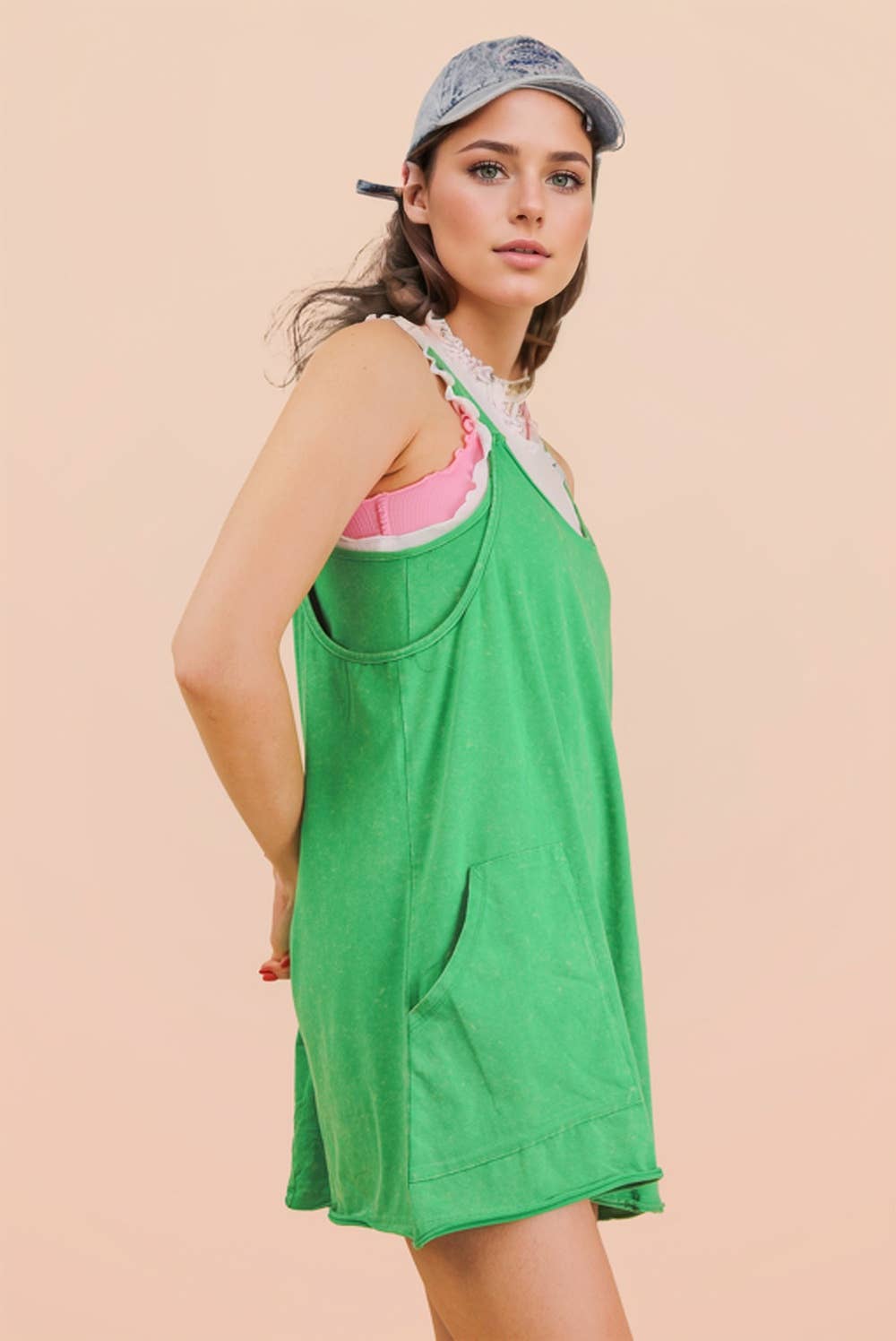 Mineral Washed Dress with Shorts Inside 