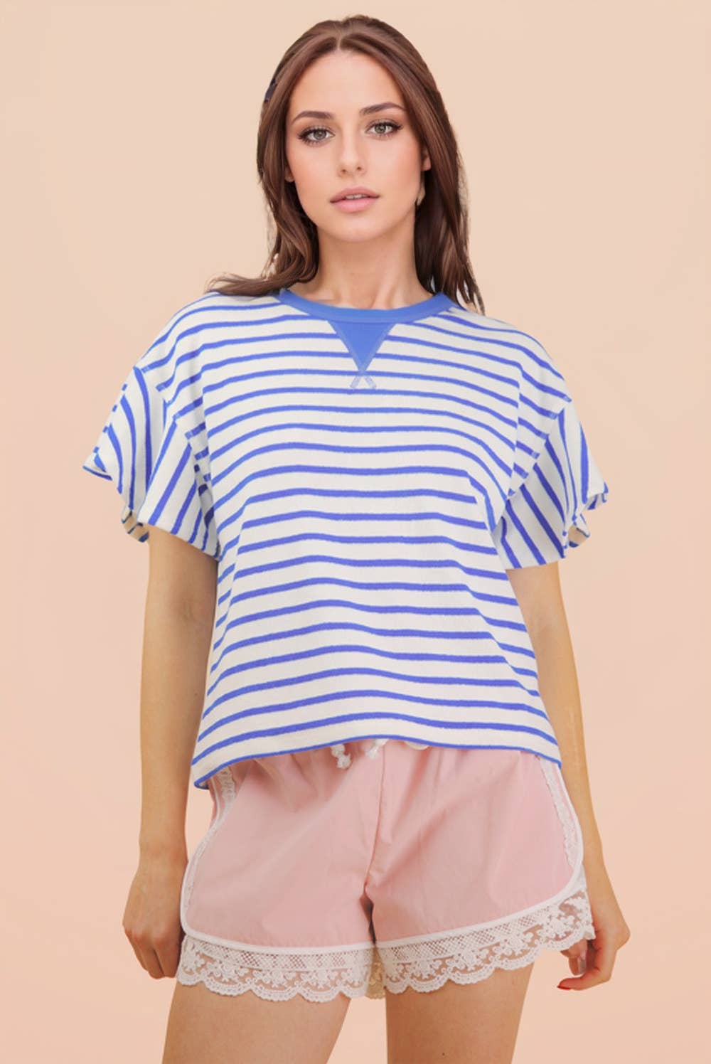 Sophia Ruffle Stripe Knit Top