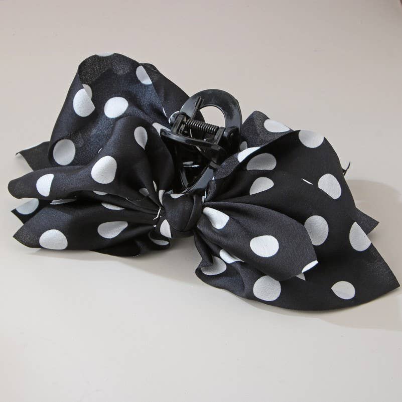Polka Dot Bow Hair Claw Clip