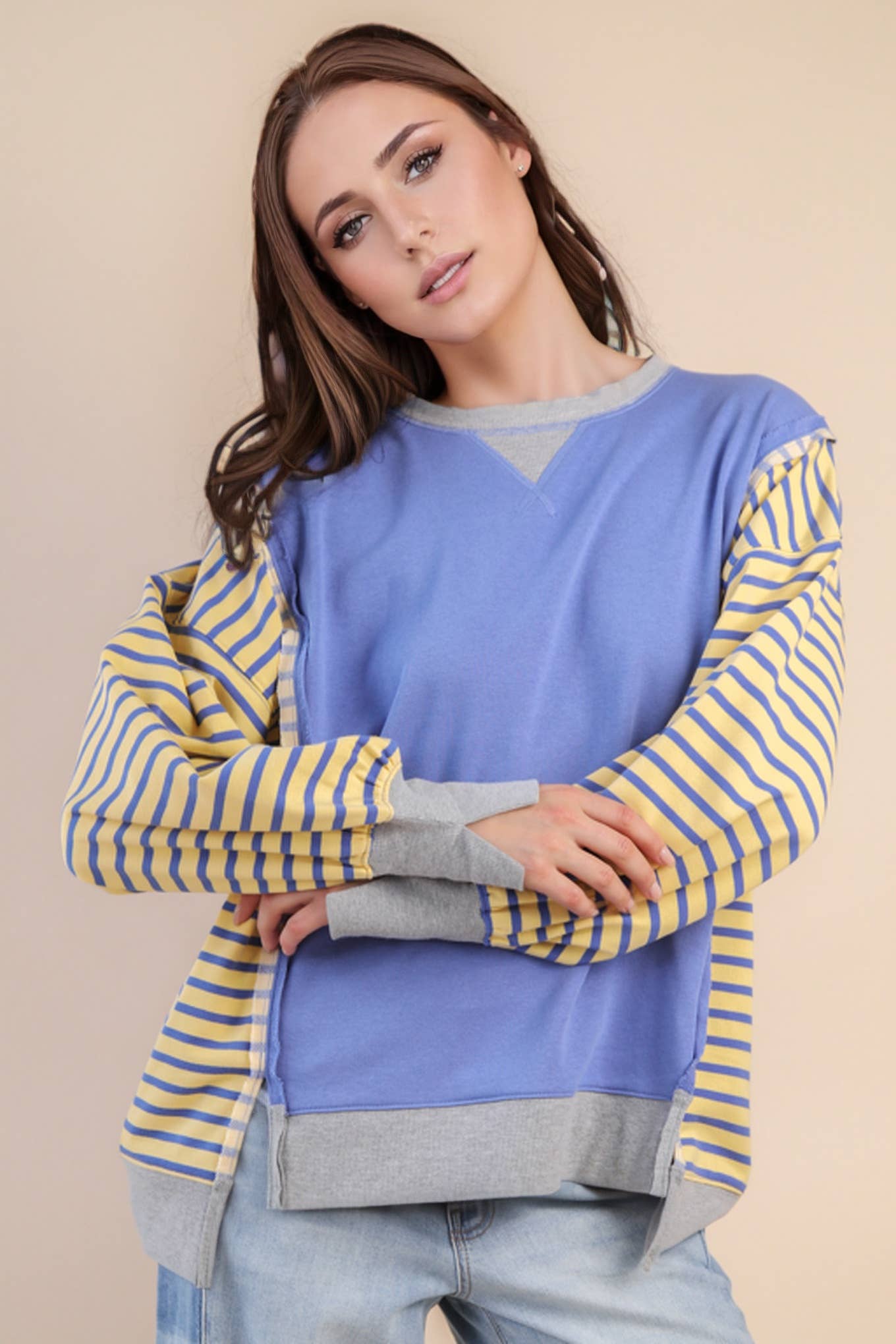 Oversized Striped Casual Knit Top