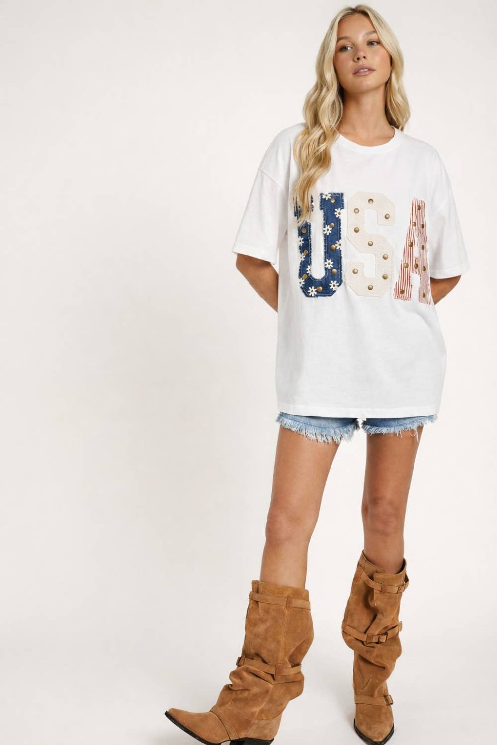 USA Patch Studded Tee