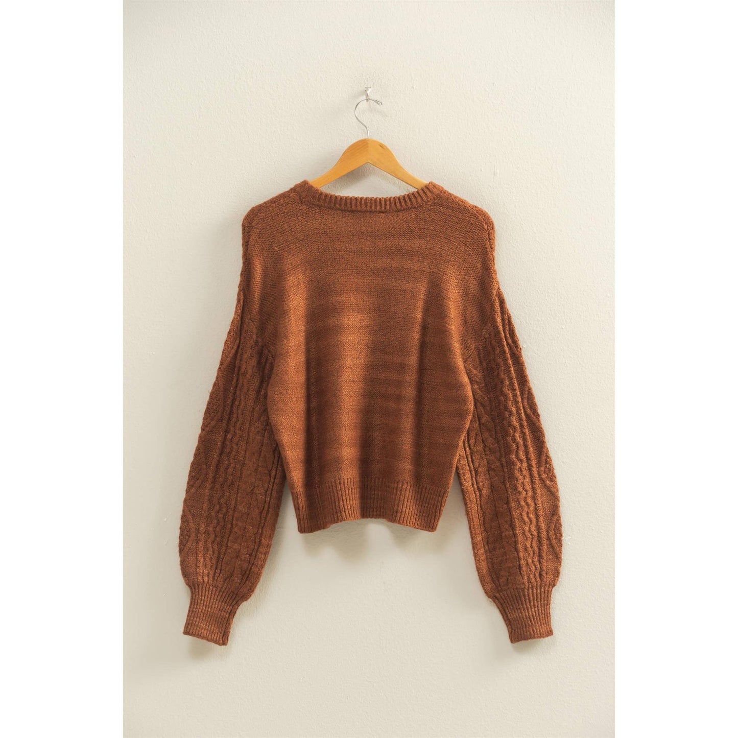 Cable Knit Balloon Sleeve Sweater