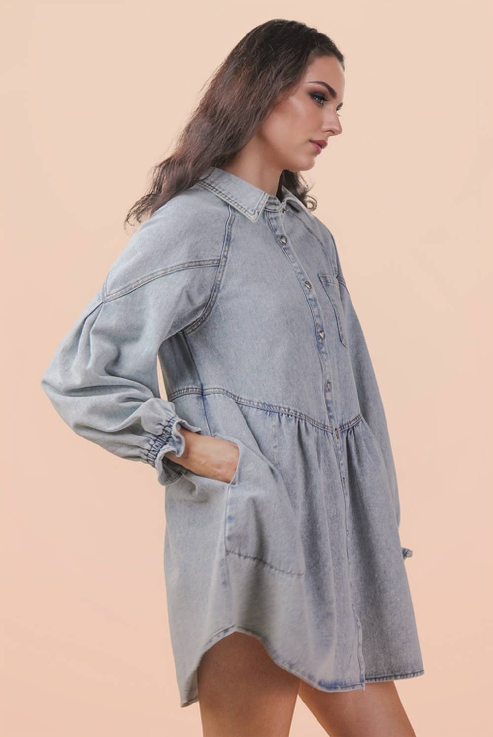 Denim Heart Button Dress