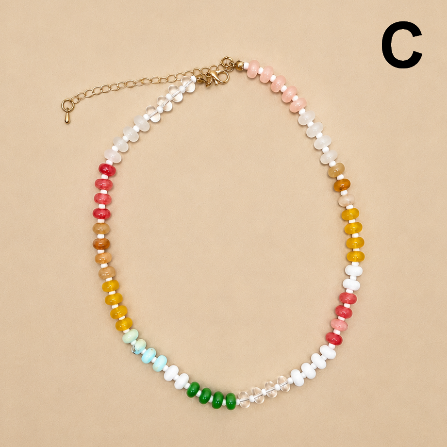Stone Glass Bead Necklace