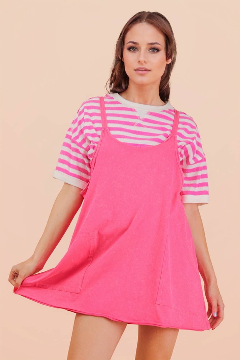 Mineral Washed Dress with Shorts Inside 