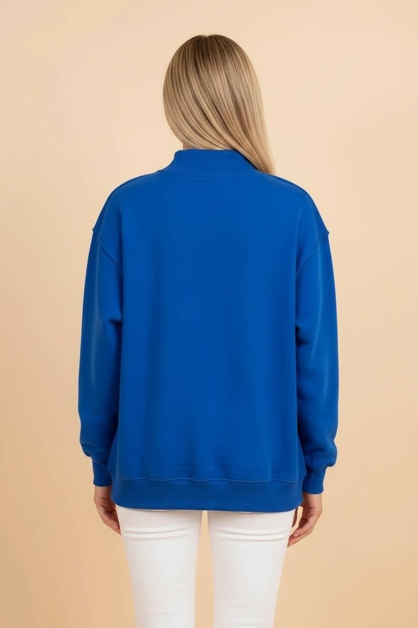 Oversized Mock Neck Exposed Seam Pullover
