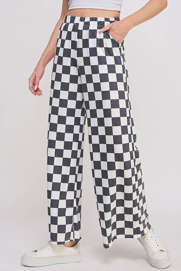 High Waist Checker Board Pants