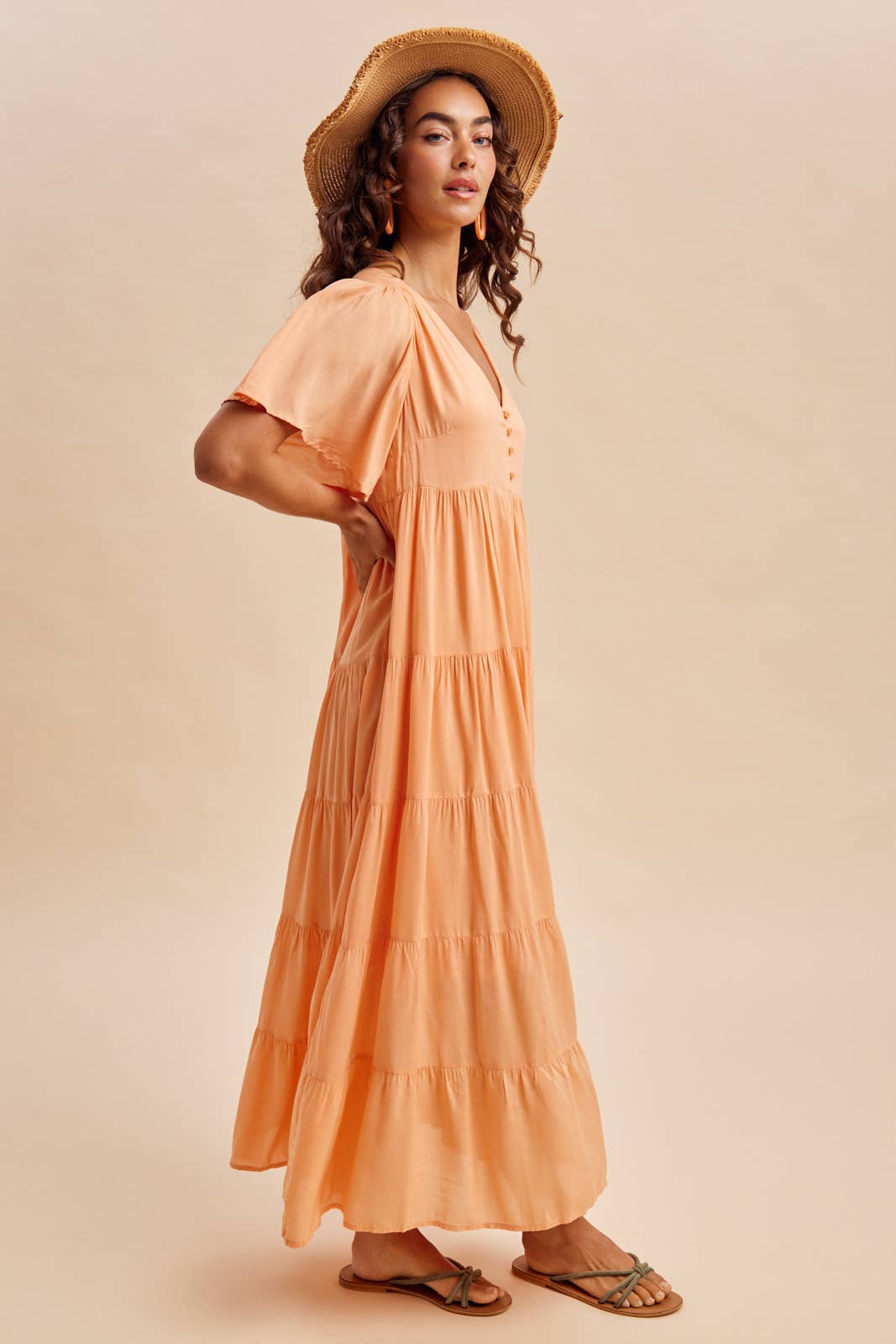 Apricot Flowy Maxi Dress
