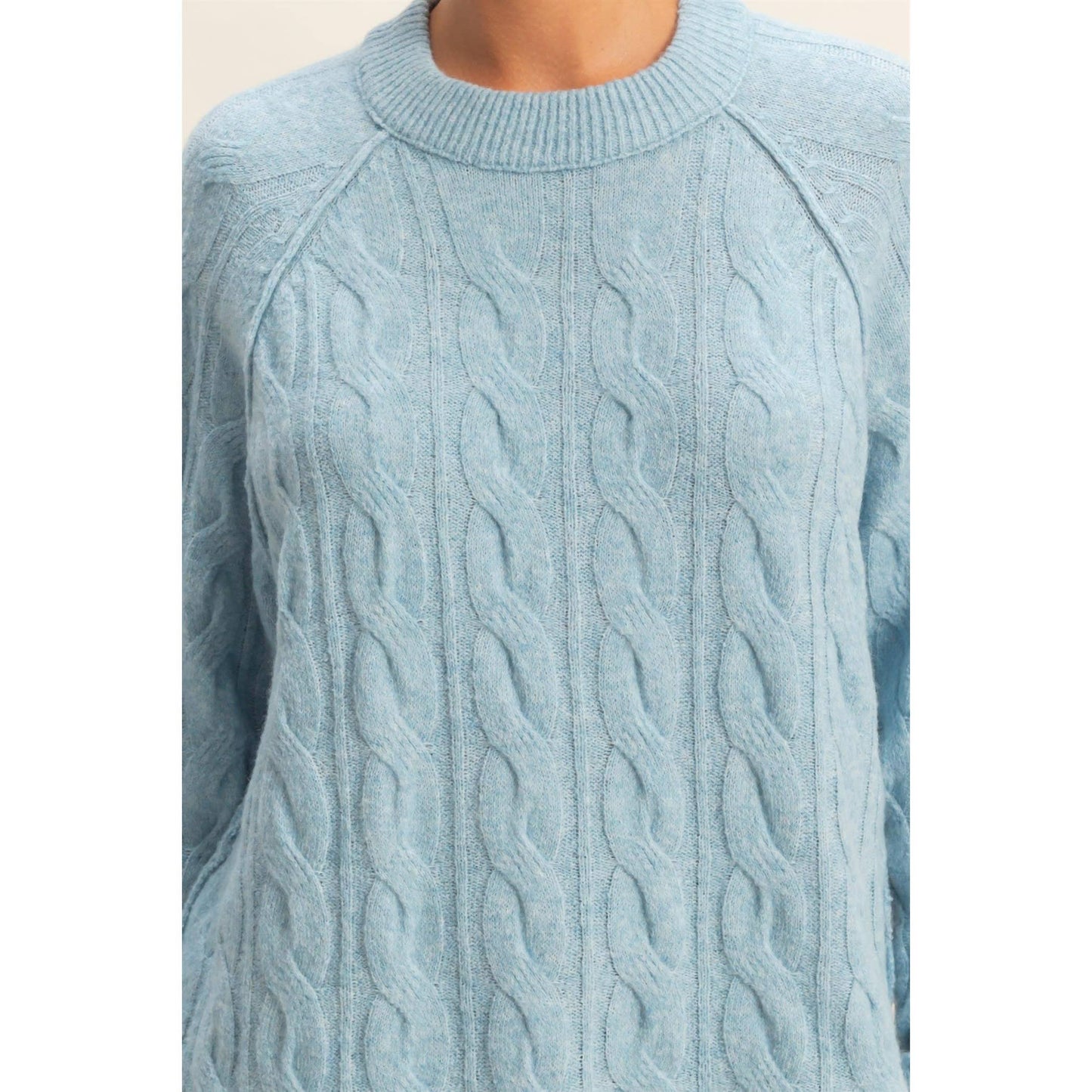 Crew Neck Cable Knit Sweater Pullover