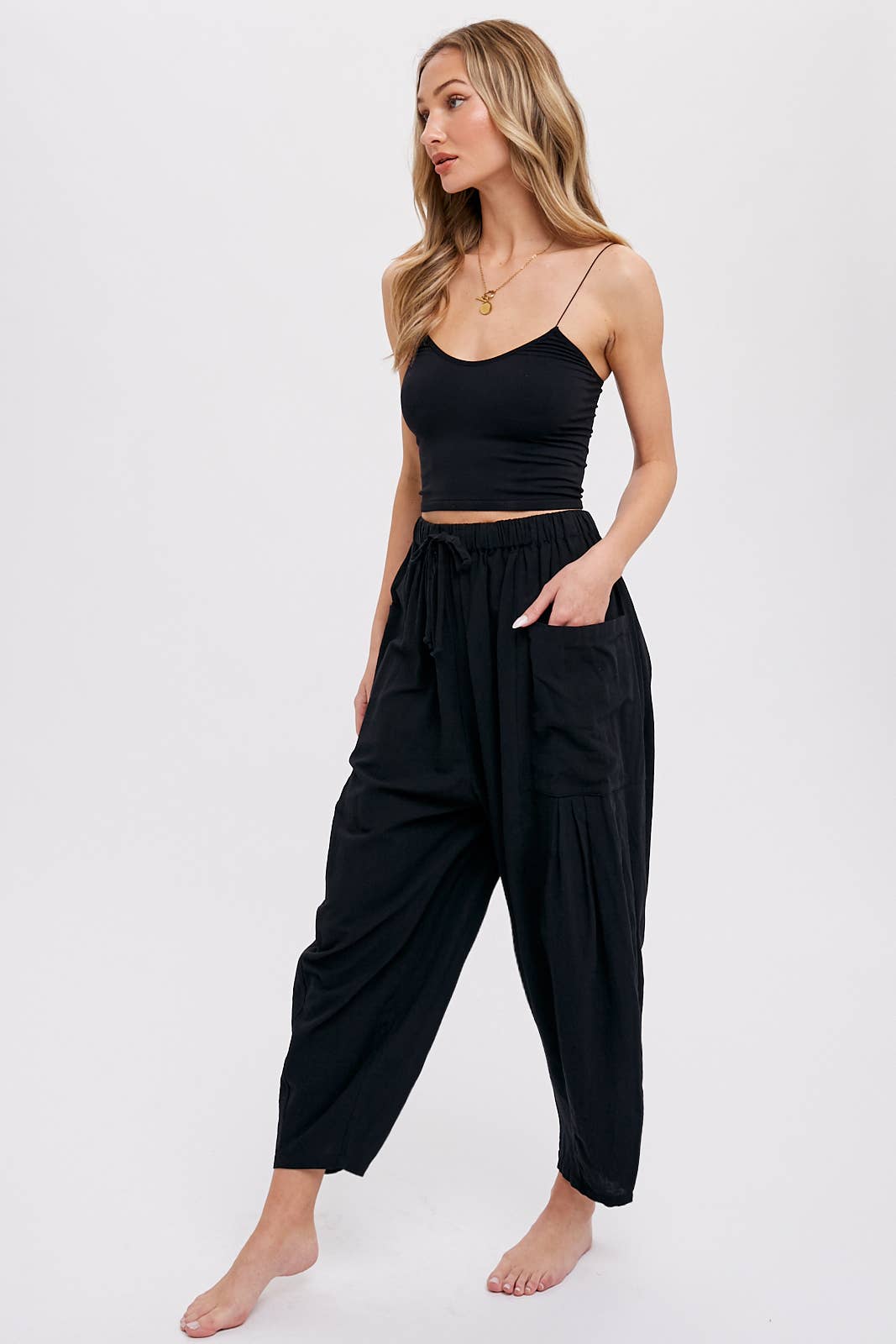 Linen Blend Wide Leg Pants