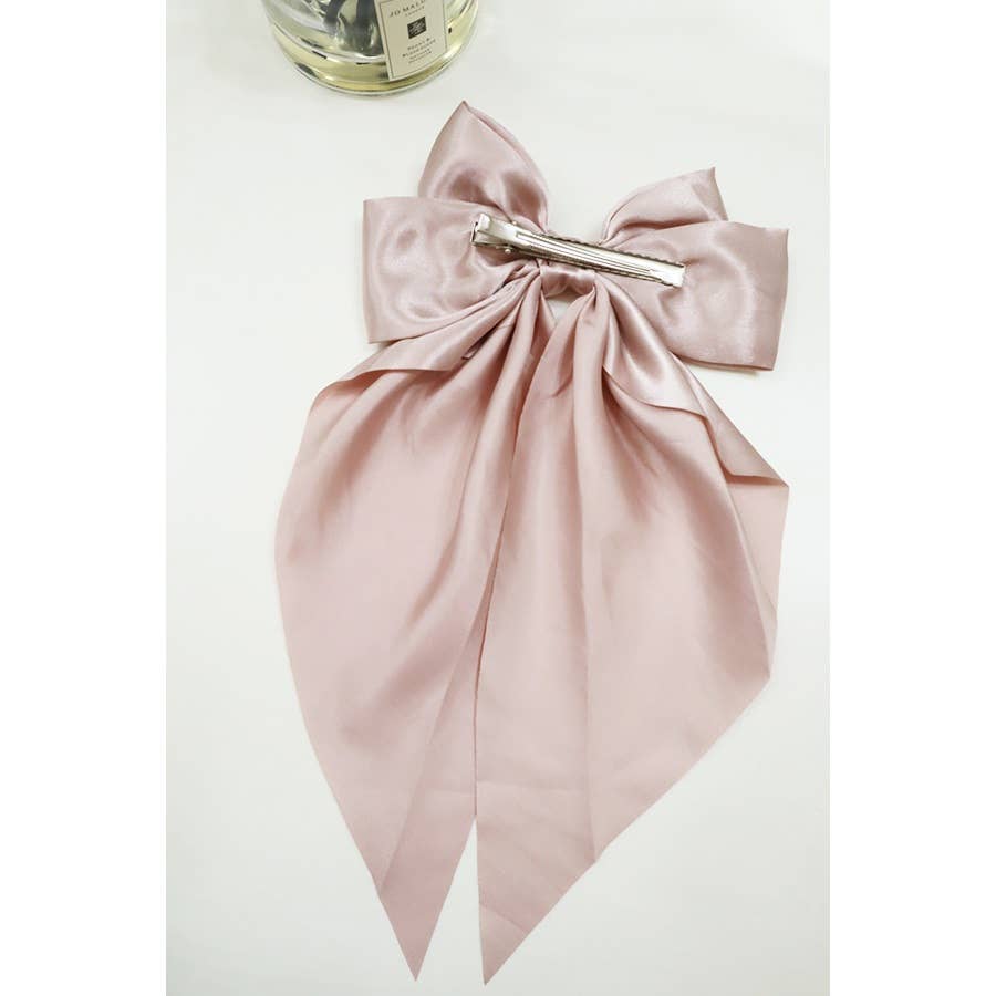 Long Tail Satin Hair Bow Clip