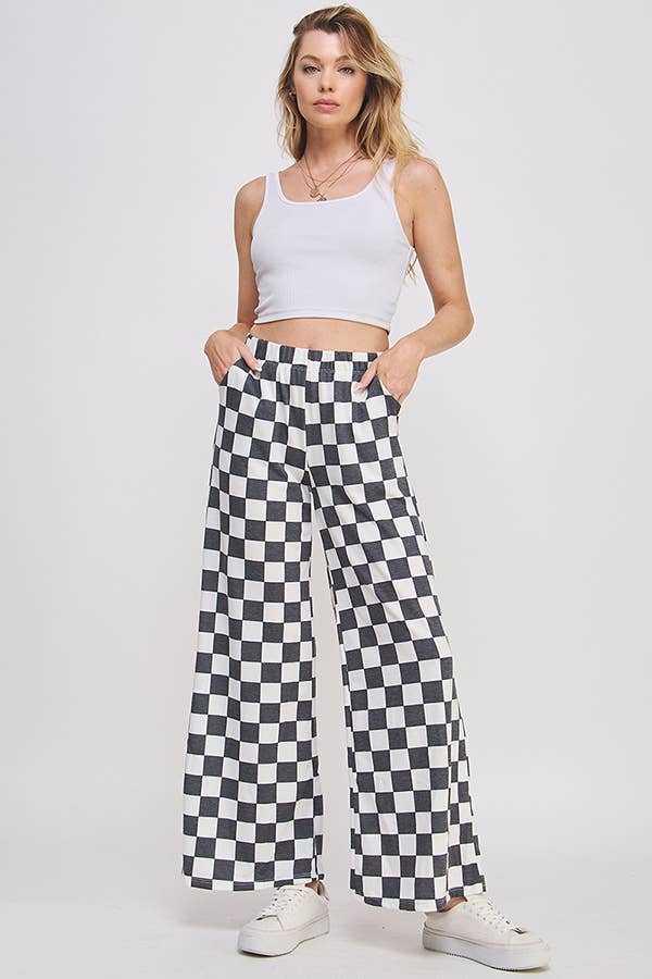 High Waist Checker Board Pants