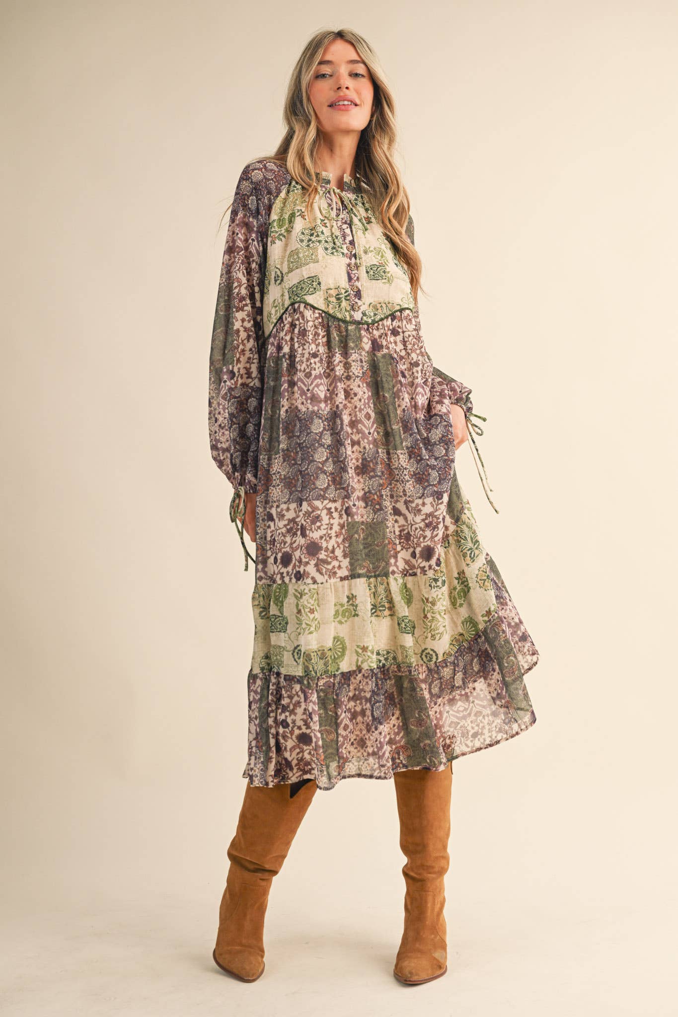 Patchwork Midi Dress