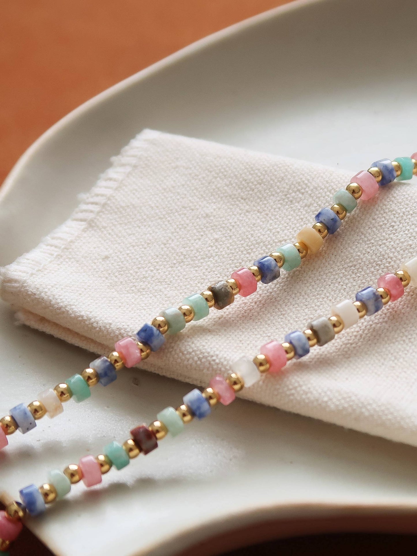 Lyric 18K Gold Non-Tarnish Faceted Bead Boho Necklace