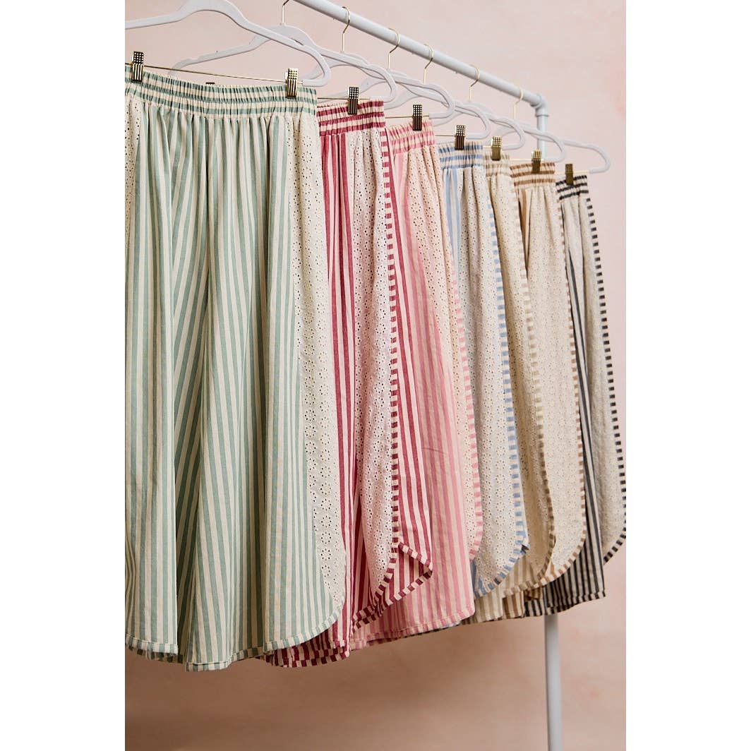 Floral Eyelet Wide Leg Pants