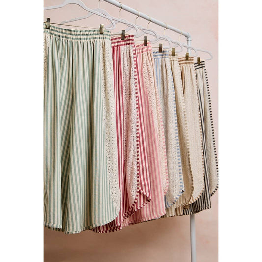 Floral Eyelet Wide Leg Pants