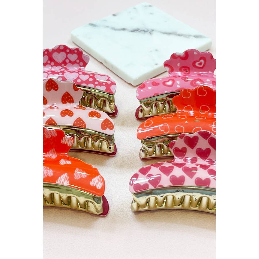 Hearts Hair Claw Clip