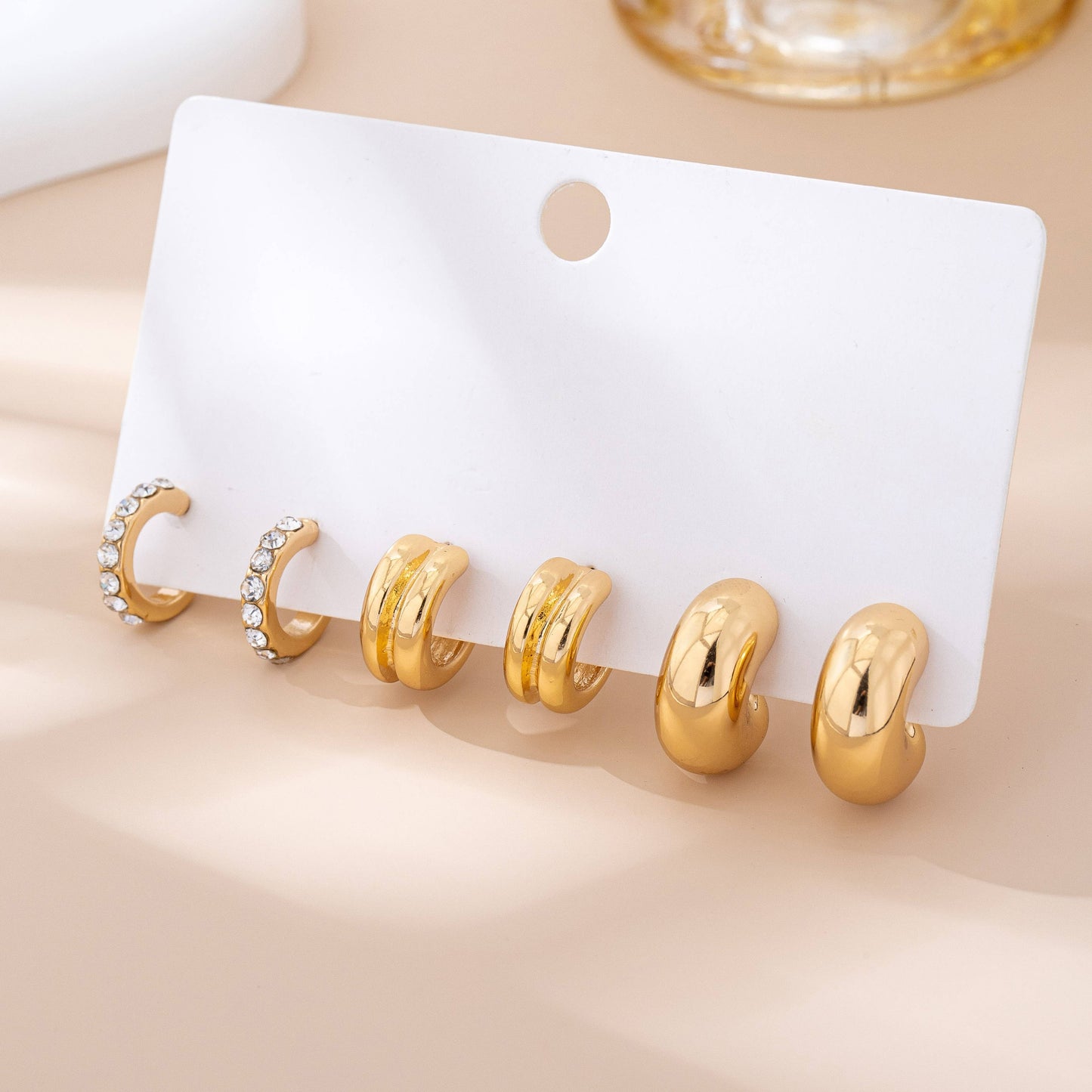 Rhinestone Puffy Hoop Trio