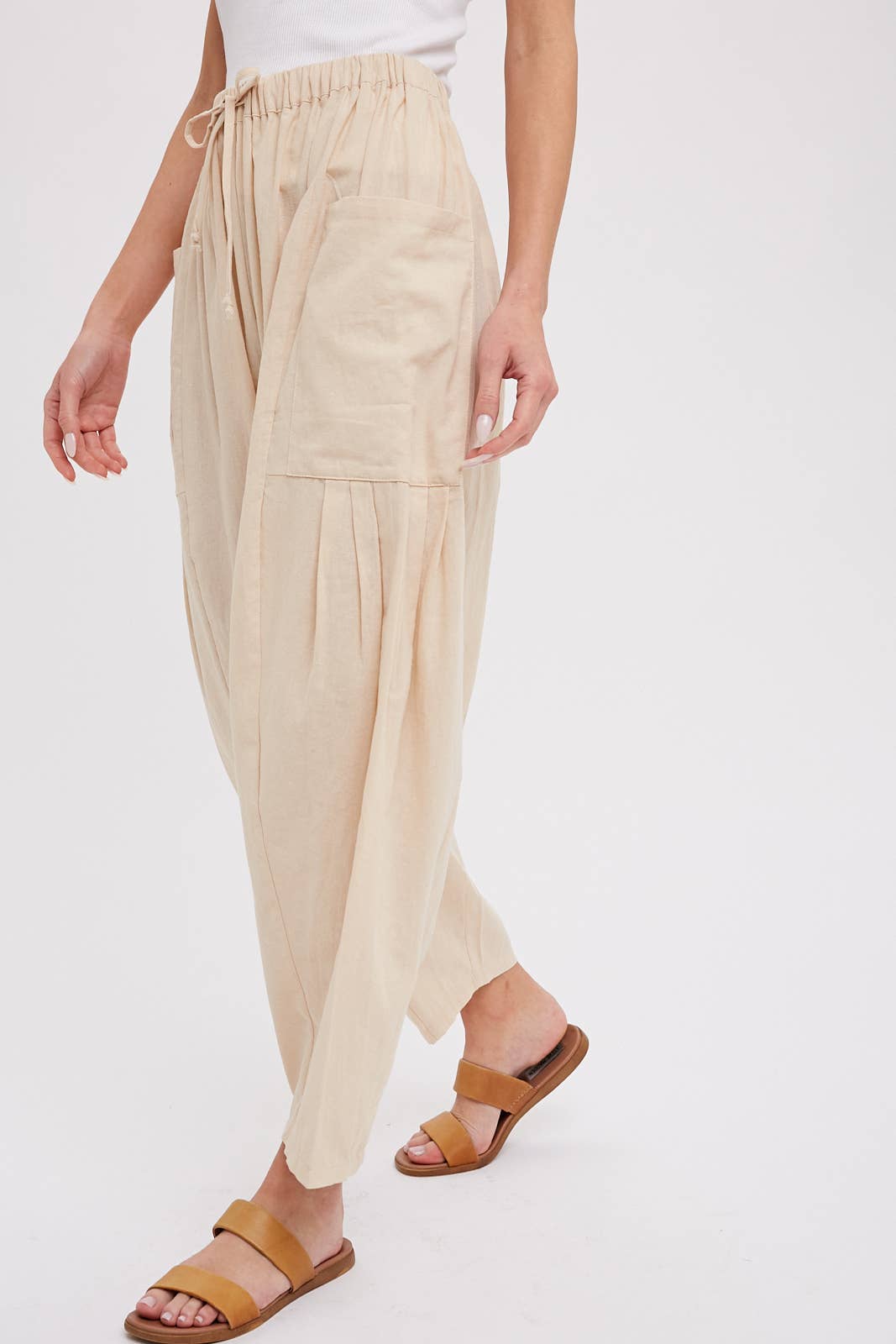 Linen Blend Wide Leg Pants