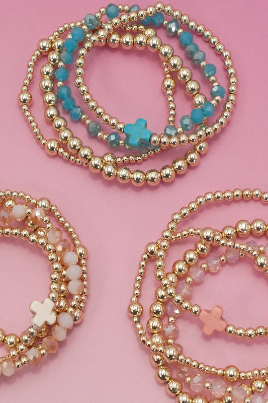 Cross Beaded Bracelet Set