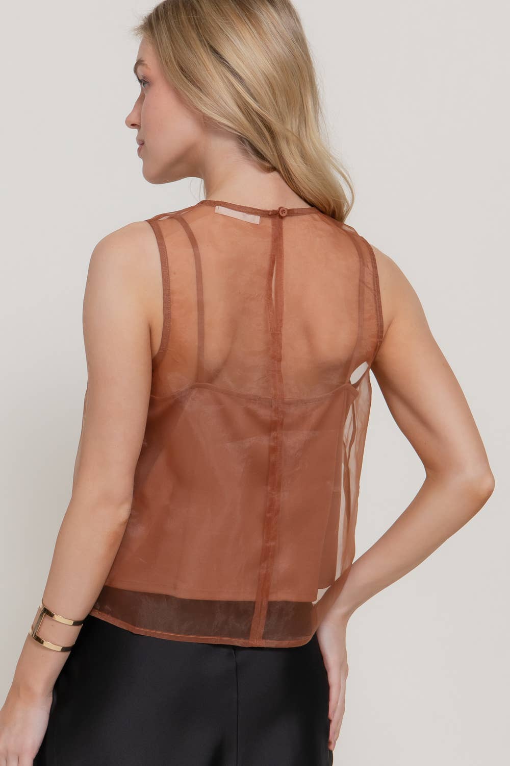 Midnight Organza Blouse with Inner Camisole
