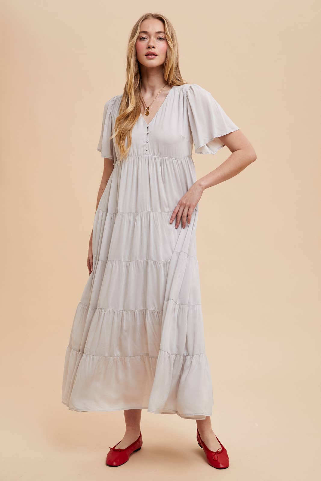Apricot Flowy Maxi Dress