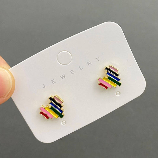 Rainbow Heart Ear Studs