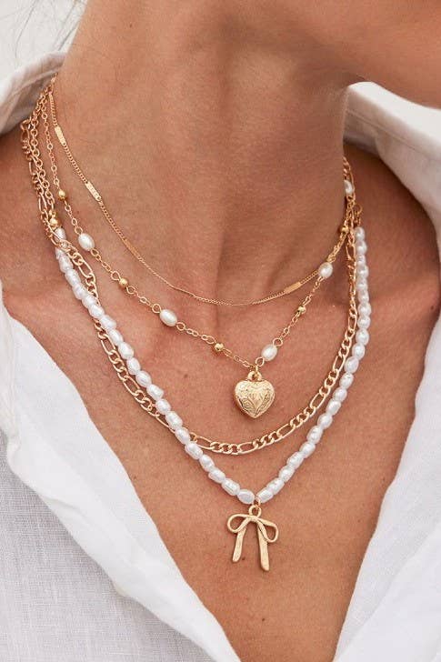 Pearl Charm Heart Necklace