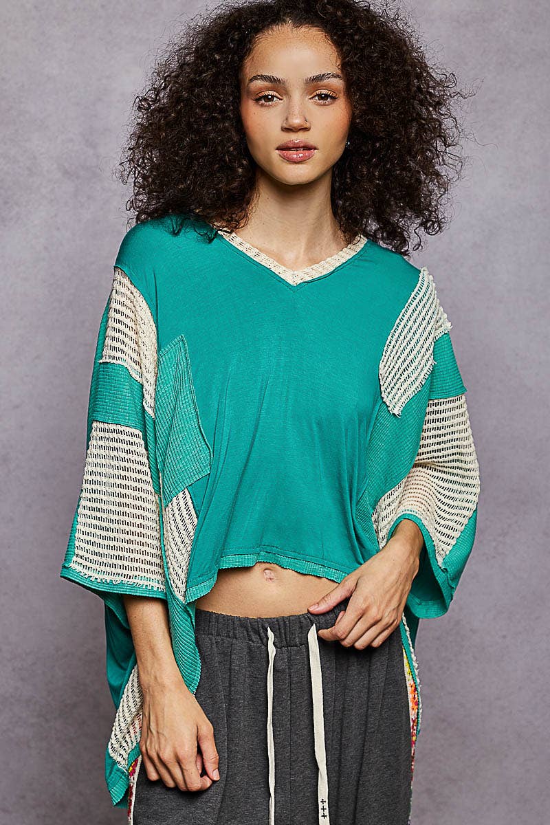 POL Oversized Lace Detail Top