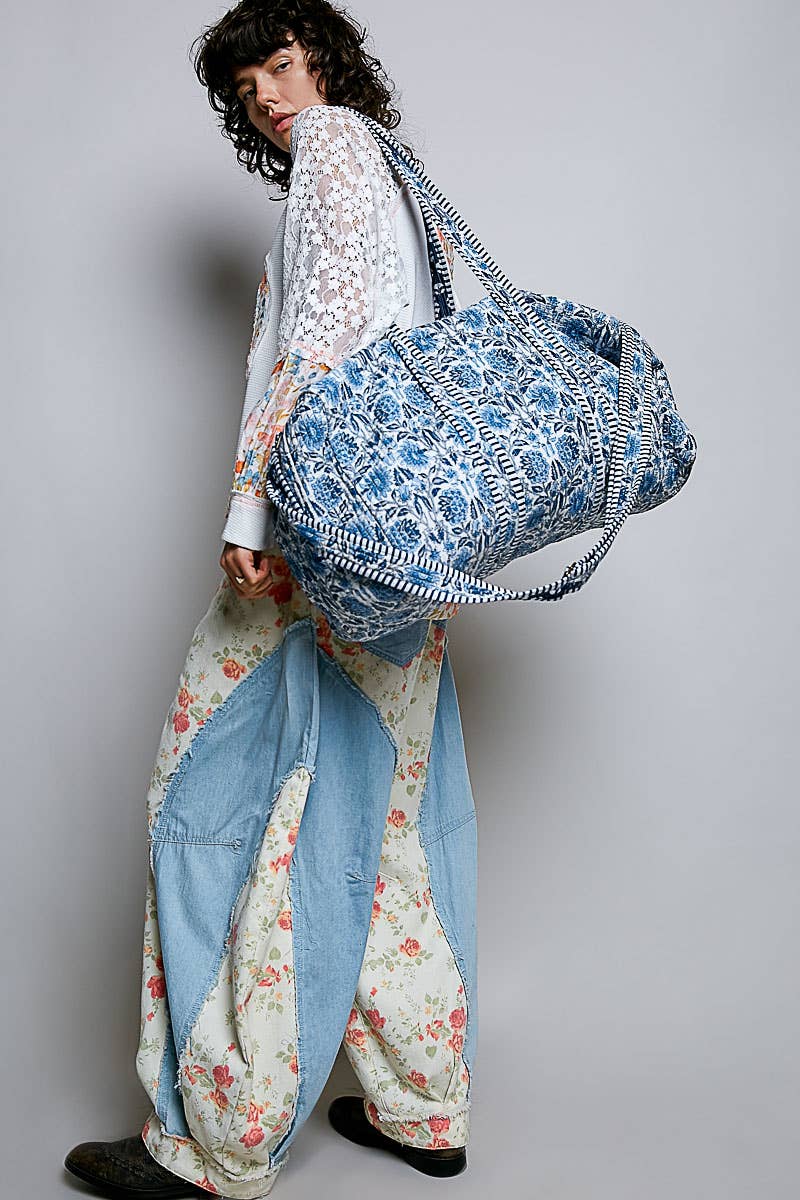 Front Pocket Quilted Adjustable Strap Duffel Bag