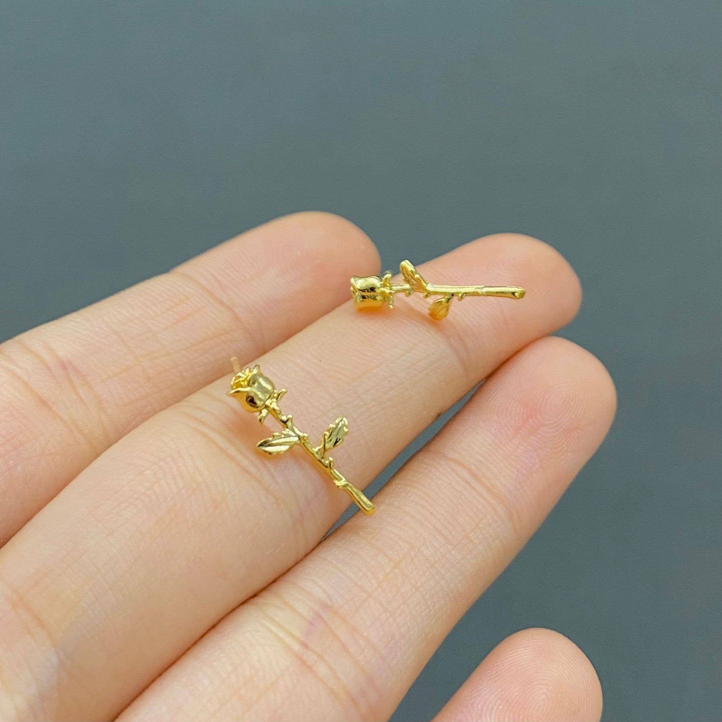 14K Gold Plated Rose Ear Studs