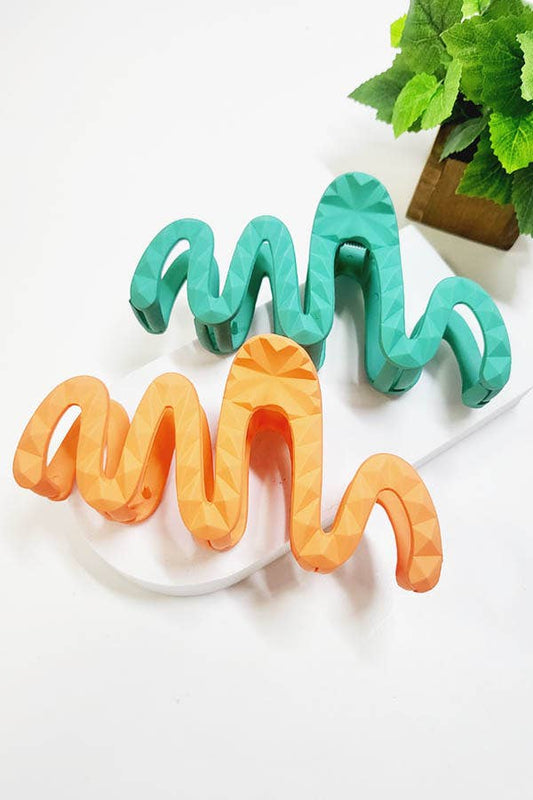 Large Size Embossed Matte Color Hair Claw Clip