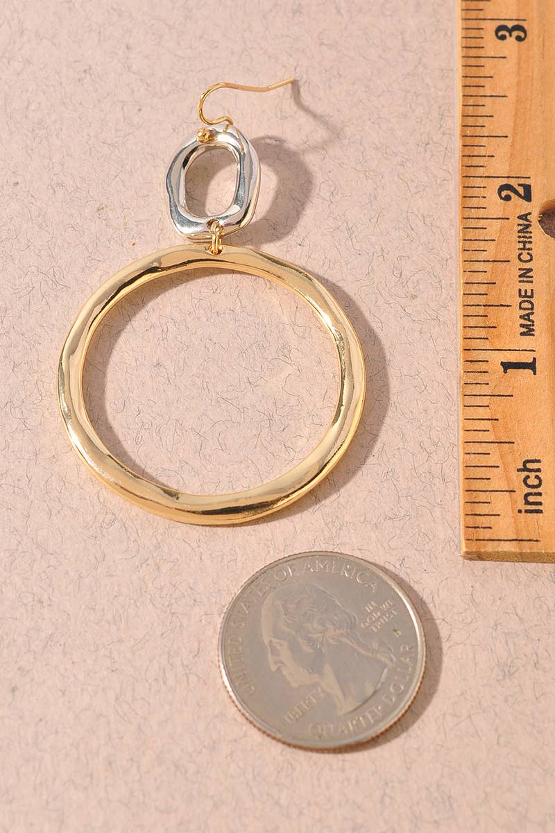 Two-Tone Organic Hoop Drop Earrings