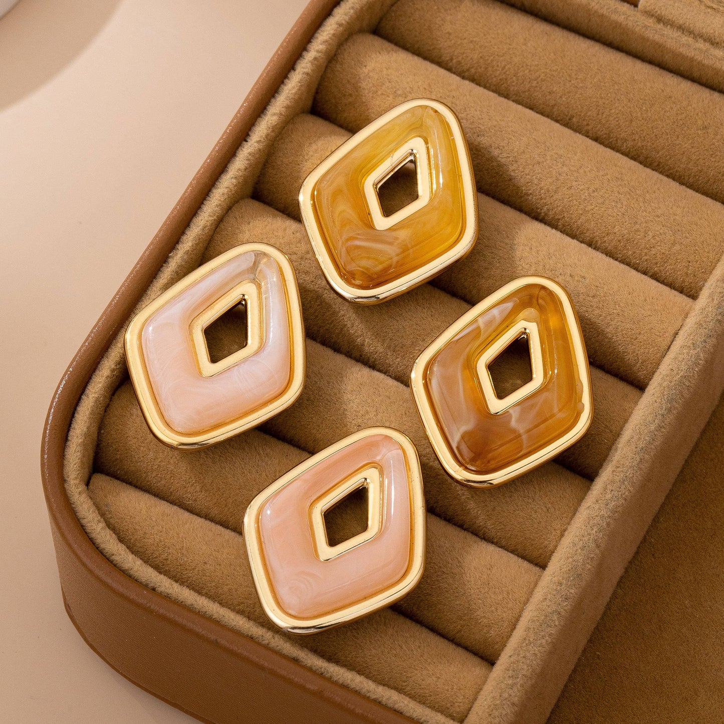 Enamel Pink Cutout Earrings