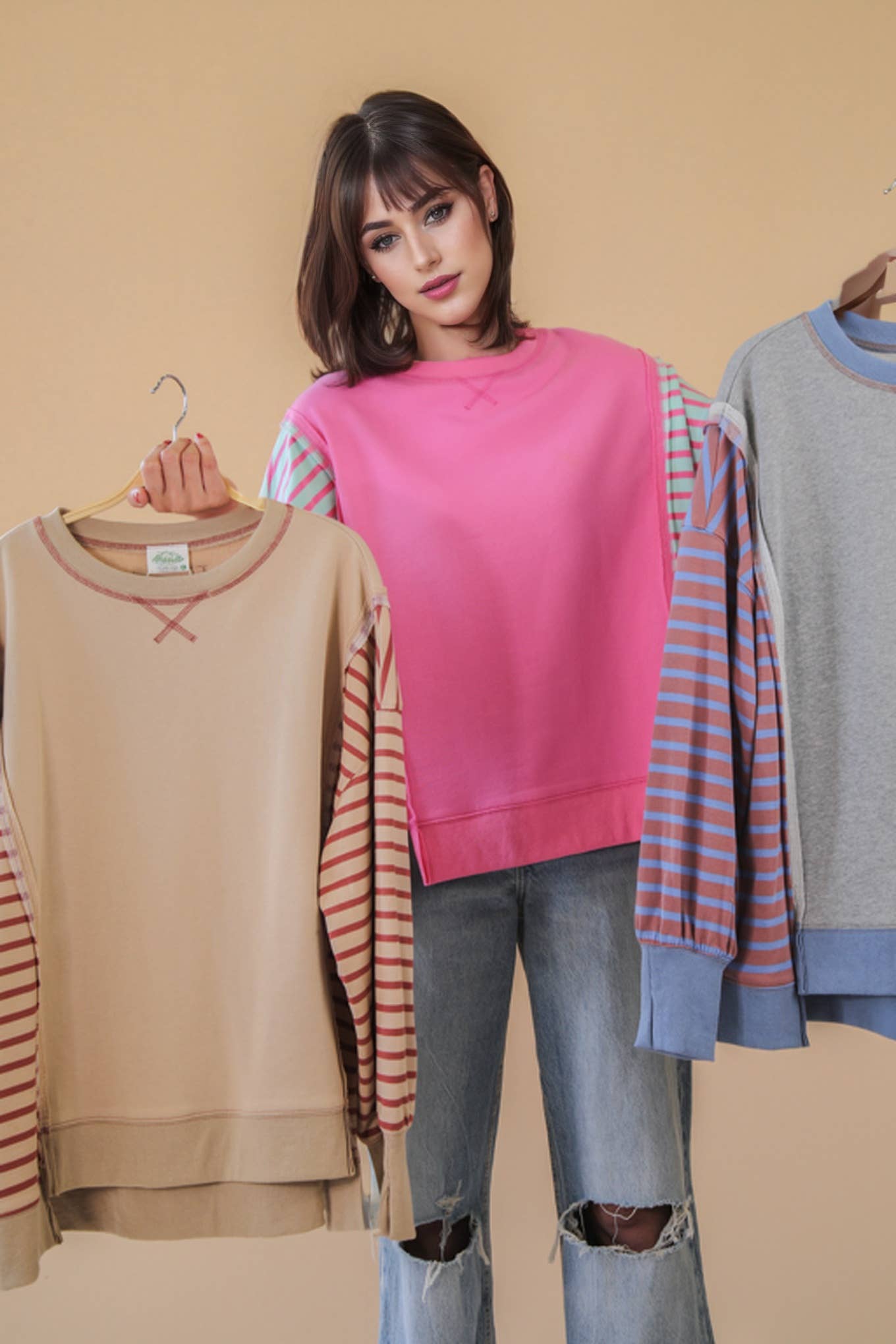 Oversized Striped Casual Knit Top