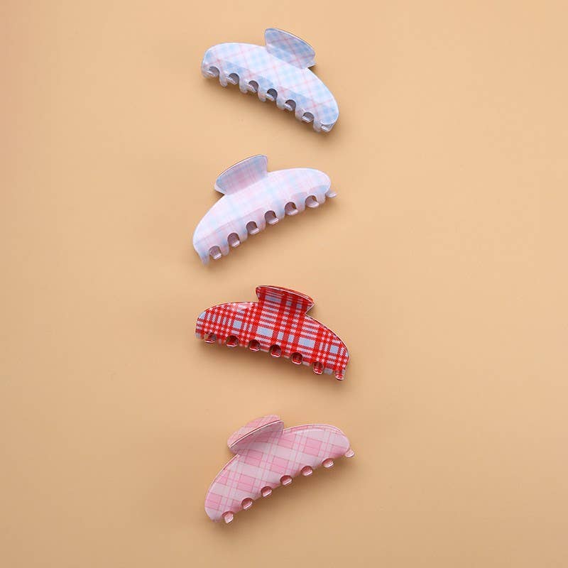 Pastel Plaid & Gingham Hair Claw Clip