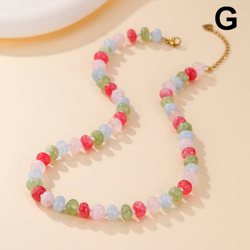 Stone Glass Bead Necklace