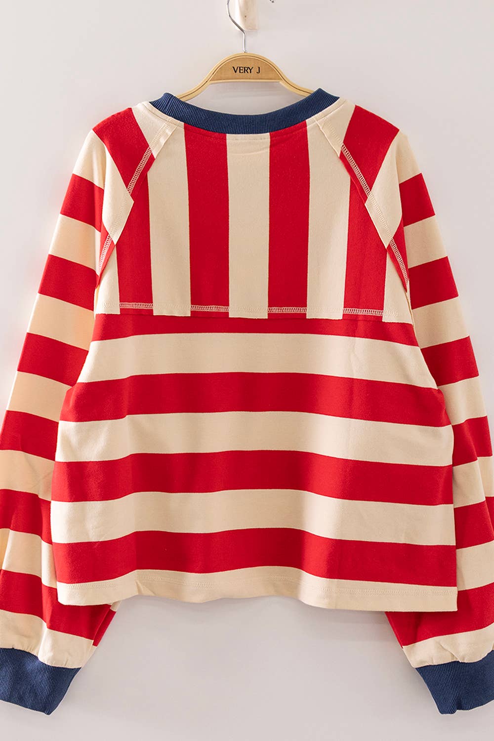 Striped Detail Cropped Long Sleeve Top